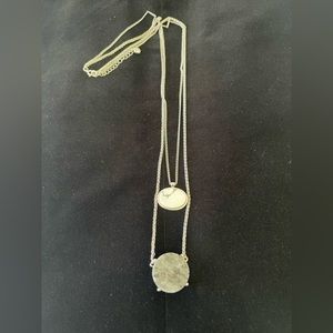 Loft Double Hung Silver Pendant Necklace With Stones